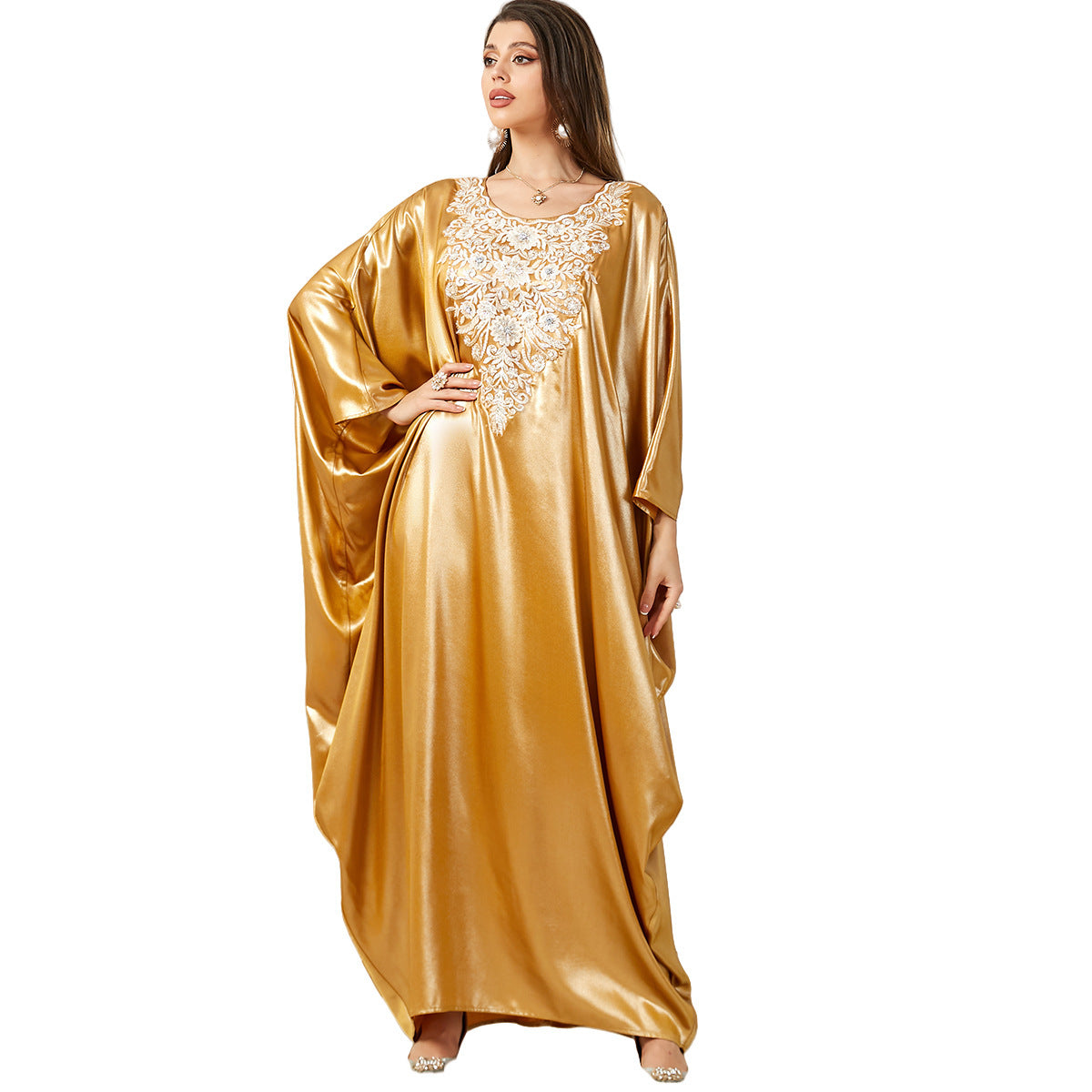 Arabic Robe Women's Batwing Sleeve Dubai Embroidery Dress