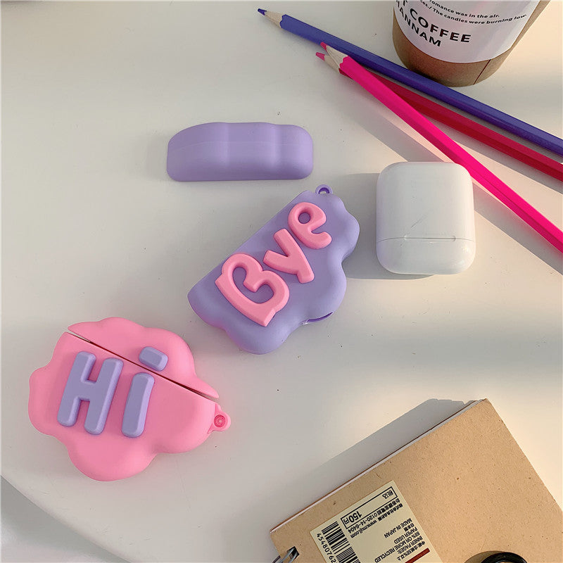 AirPod 2 Case 3D HI BYE Cloud Letter Cartoon Soft Silicone Wireless Earphone Cases For Apple Airpods Case Cute Cover - Balochistan LLC 