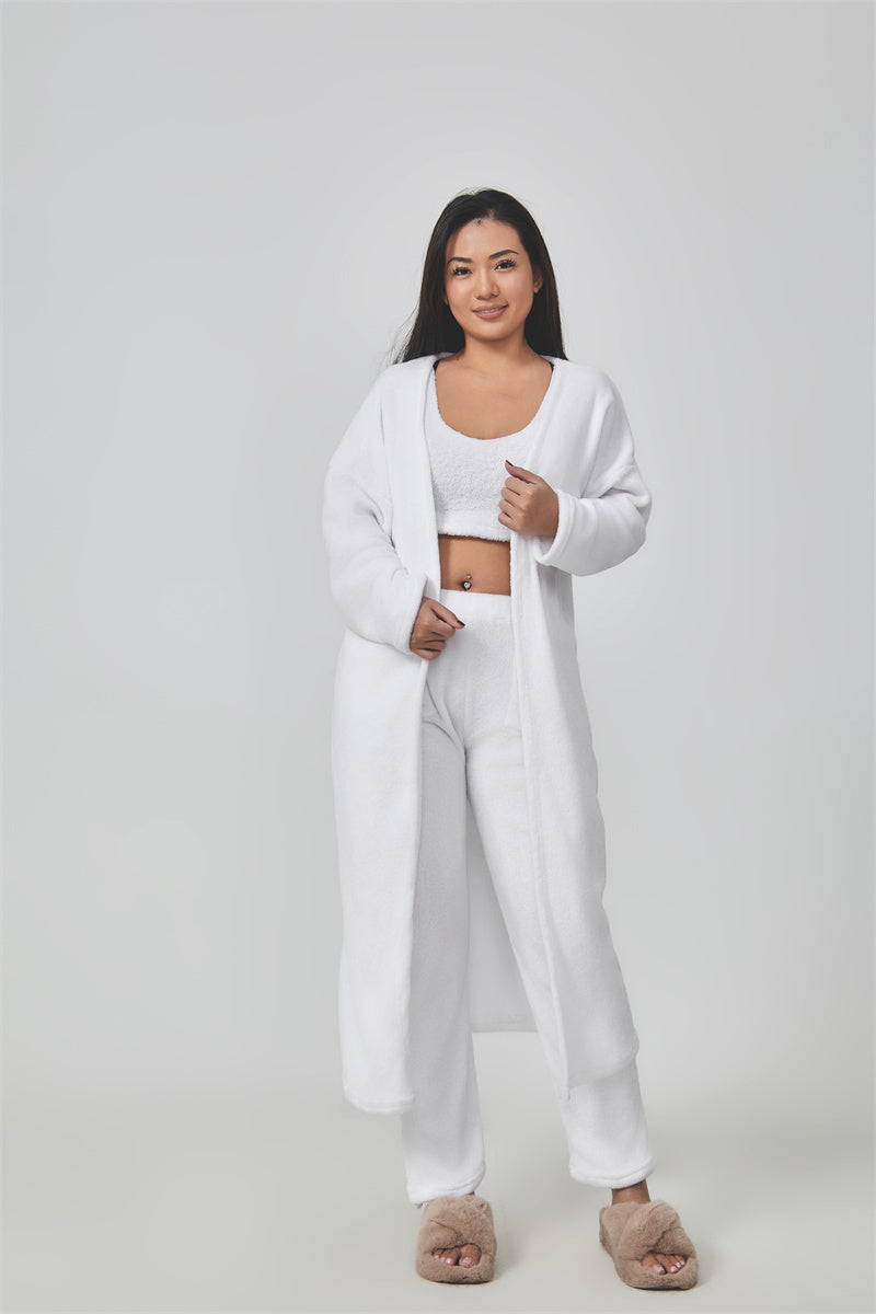 Cozy Pajama Set, 3 Piece Lounge Set, Cute Loungewear, Warm Suit Sets, Matching Set, Lounge Set, 3 Piece Pant Sets, Women Winter Dress - Balochistan LLC 