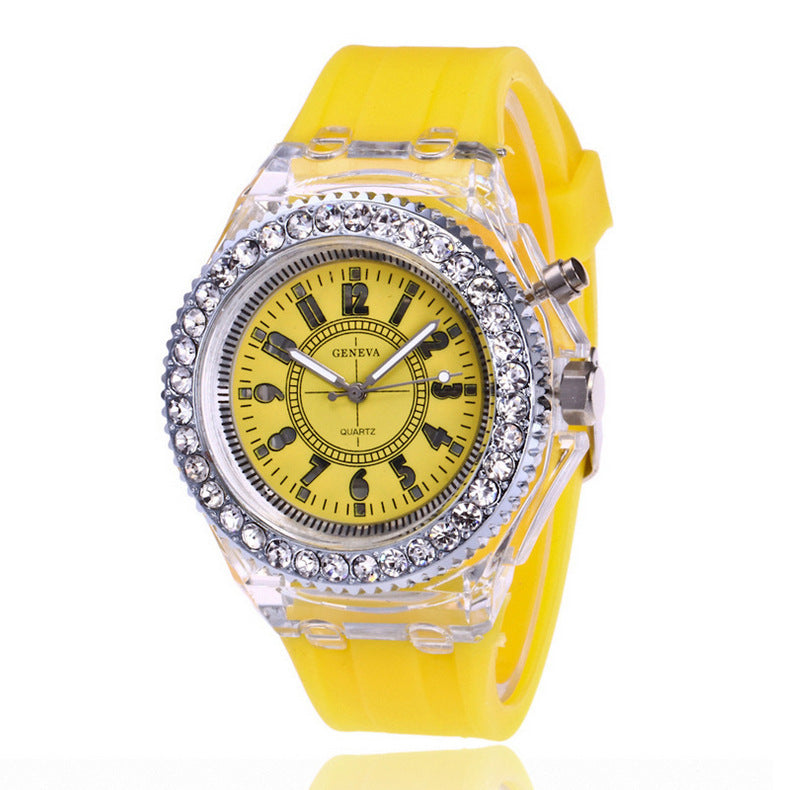 LED Luminous Watches Geneva Women Quartz Watch Women Ladies Silicone Bracelet Watches - Balochistan LLC 