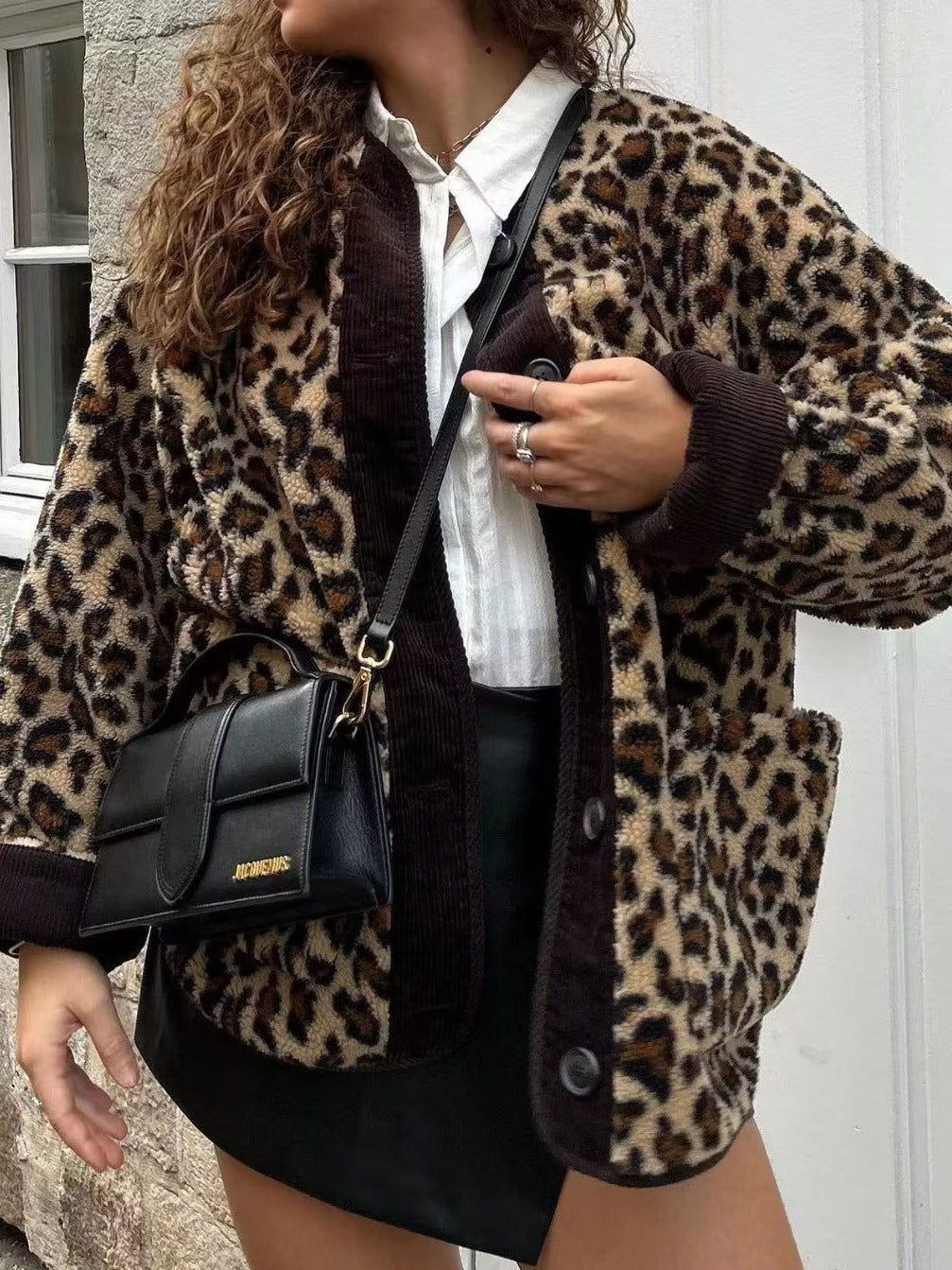 Women's Winter Leopard Print Casual Loose Jacket - Balochistan LLC 