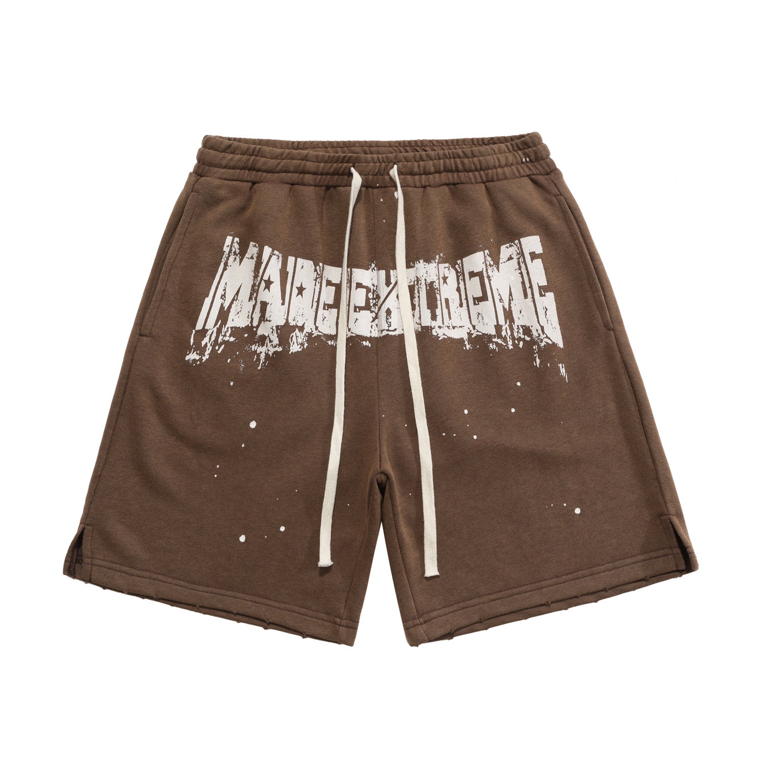 Retro Men's Ink Splattered Letter Print Shorts