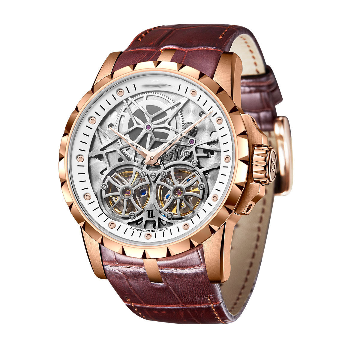 Men's Fully Automatic Mechanical Cut-out Watch - Balochistan LLC  Product Information: Applicable population: male Style: Business Waterproof performance: 30M Movement type: mechanical Dial diameter: 46mm Thickness: 13mm Table buckle material: stainless steel Packing list: Watch * 1