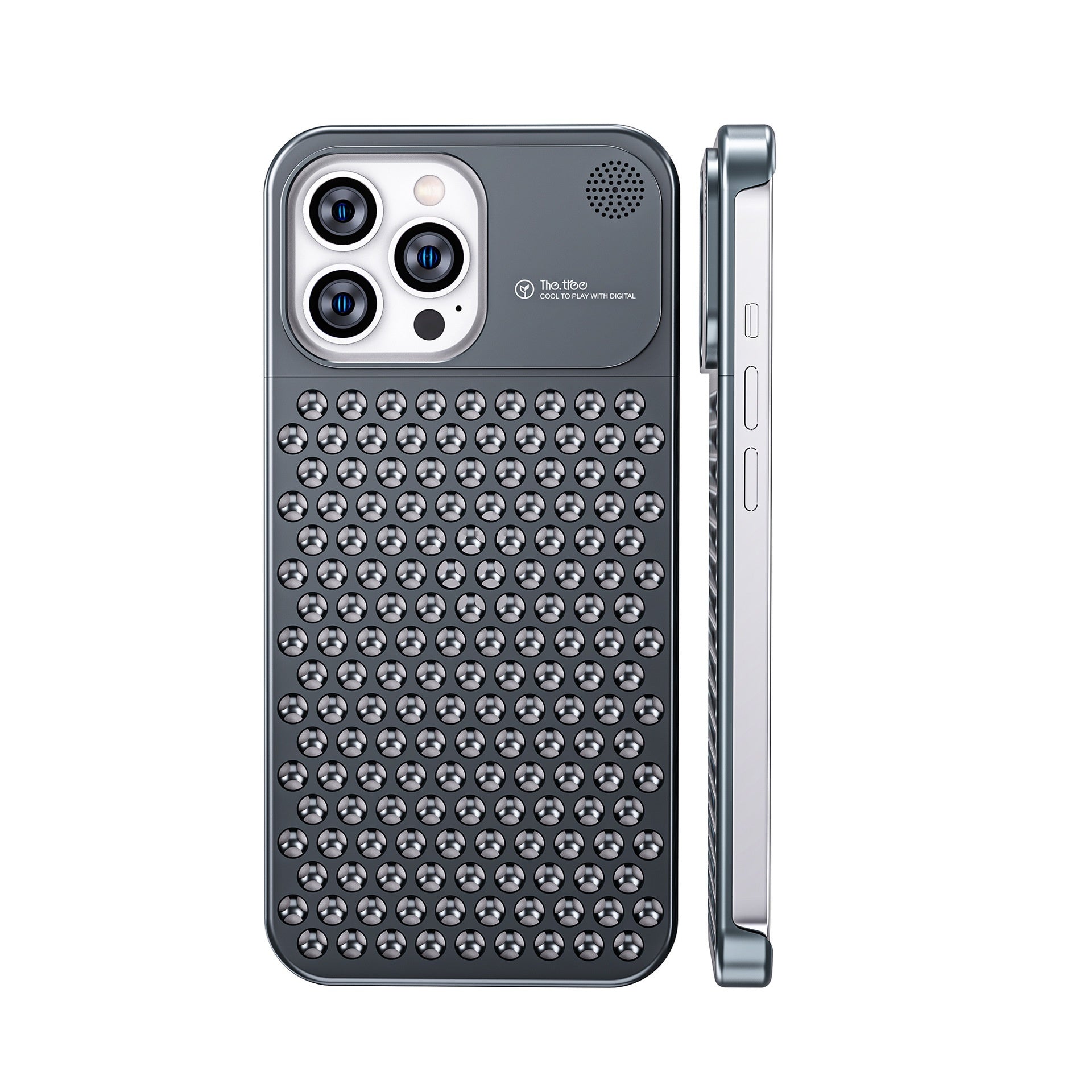 Aluminum Alloy Phone Case For 14 13 Pro Max Plus Hollow Heat Dissipation Anti-fall Full Body Shockproof Phone Cove - Balochistan LLC 