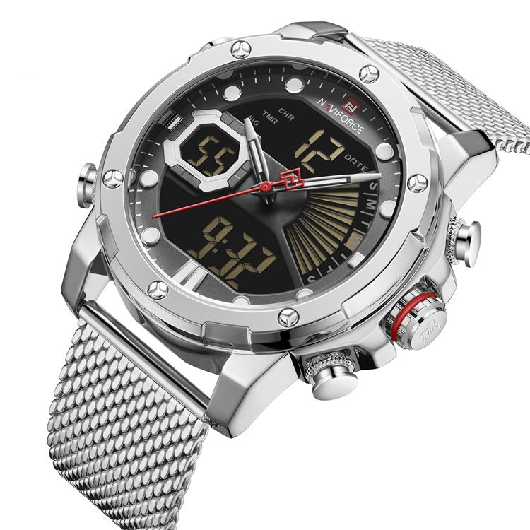 Sports watch men - Balochistan LLC  Case material: high-quality alloy case Strap material: high-quality stainless steel strap Display type: pointer, number