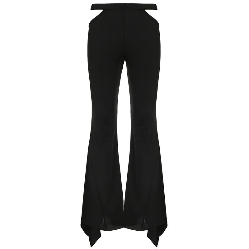 High Waist Hollow-out Bell-bottom Pants