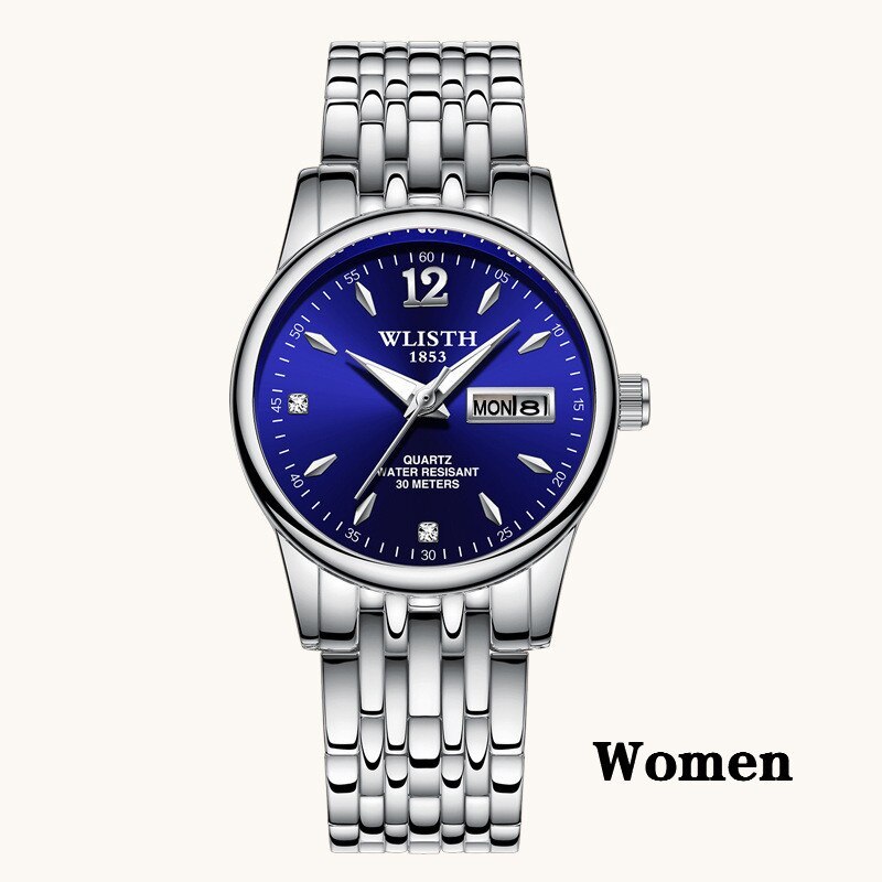 Women Dress Watch Rose Gold Stainless Steel WLISTH Brand Fashion Ladies Wristwatch Week Date Quartz Clock Female Luxury Watches - Balochistan LLC 