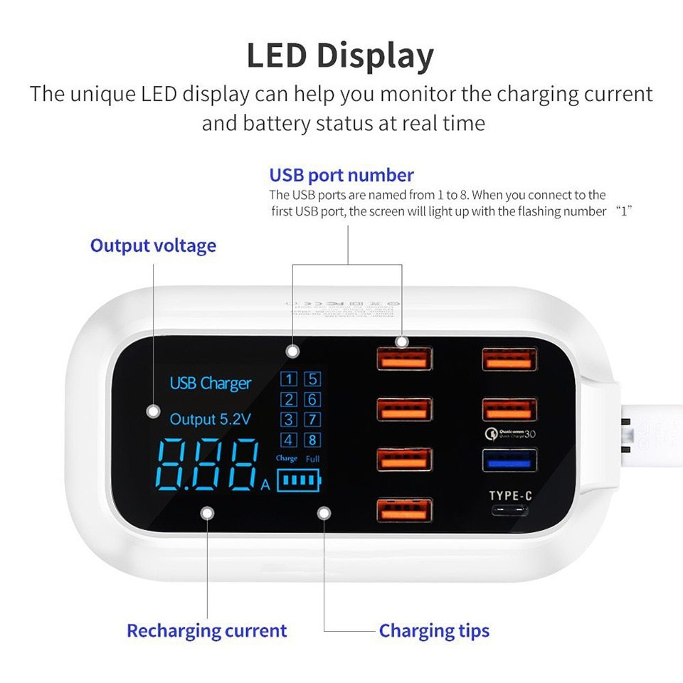 Quick Charge 3.0 Ordinary Smart USB Charger Station - Balochistan LLC 