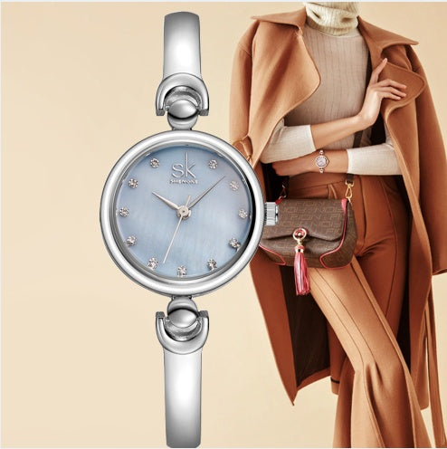 Rhinestone SK Top Luxury Brand Steel Quartz Watch Fashion Women Clock Female Lady Dress Wristwatch Gift Silver Gold Motre Femme