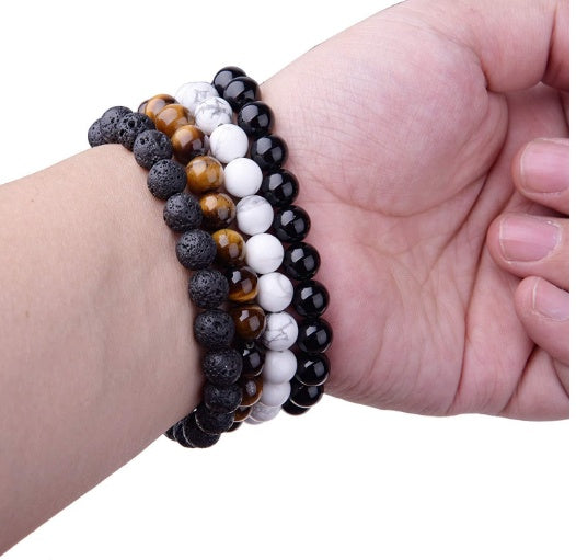 Black Onyx Bracelet - Balochistan LLC  Product information: Type: Bracelet Style: Women Modeling: geometric Health care function; resist fatigue Product name: black agate bracelet Product composition: black agate, imported elastic cord Bead size: 8MM Packing list: Bracelet*1