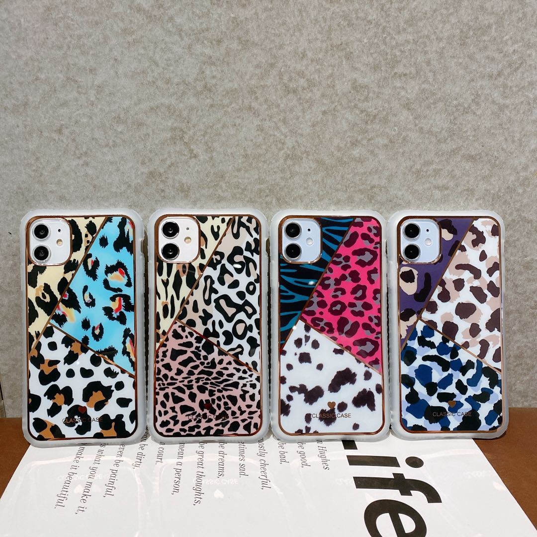 Electroplating love leopard print small waist protective cover phone case - Balochistan LLC 