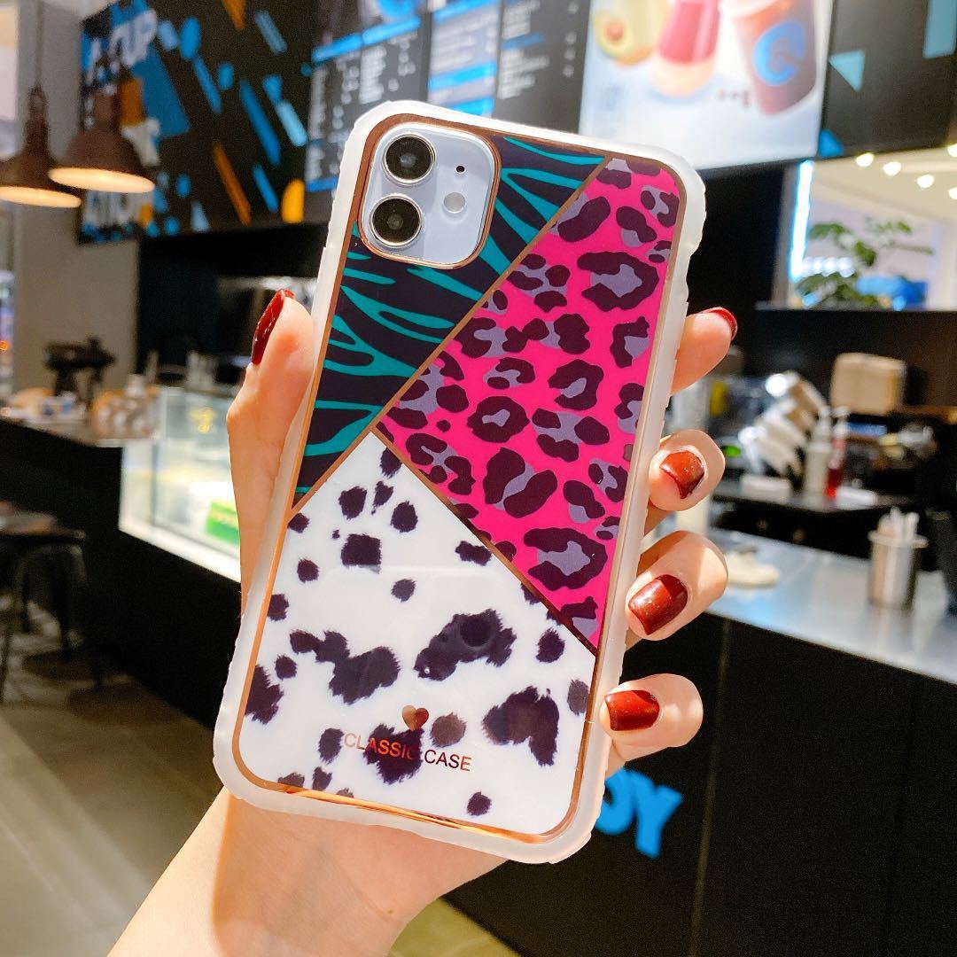 Electroplating love leopard print small waist protective cover phone case - Balochistan LLC 