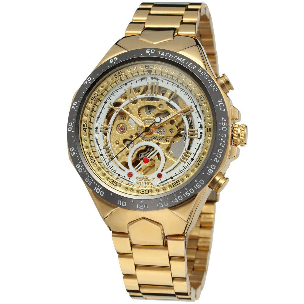 Hollow Automatic Mechanical Watch - Balochistan LLC  Product informa 1) Surface width: 4.4 cm 2) Total length of the watch: 25 cm 3) Weight: 142g 4) Dial thickness: 1.6cm