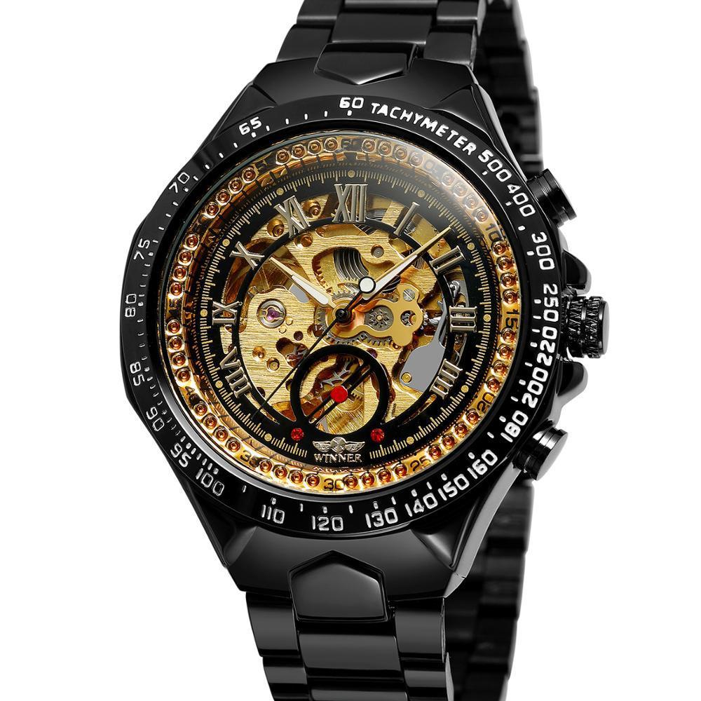 Hollow Automatic Mechanical Watch - Balochistan LLC  Product informa 1) Surface width: 4.4 cm 2) Total length of the watch: 25 cm 3) Weight: 142g 4) Dial thickness: 1.6cm