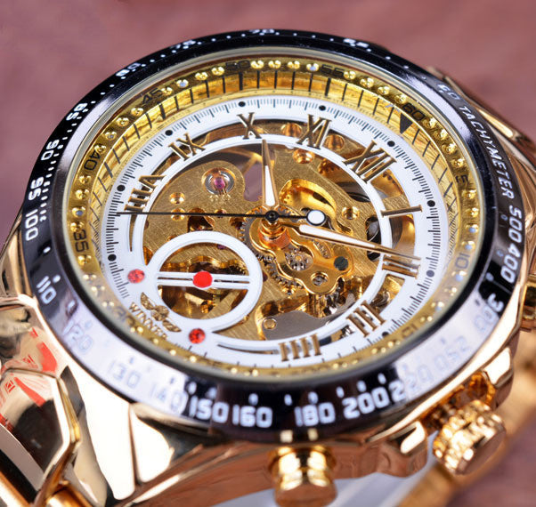 Hollow Automatic Mechanical Watch - Balochistan LLC  Product informa 1) Surface width: 4.4 cm 2) Total length of the watch: 25 cm 3) Weight: 142g 4) Dial thickness: 1.6cm