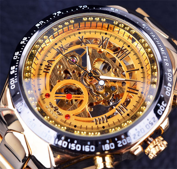 Hollow Automatic Mechanical Watch - Balochistan LLC  Product informa 1) Surface width: 4.4 cm 2) Total length of the watch: 25 cm 3) Weight: 142g 4) Dial thickness: 1.6cm