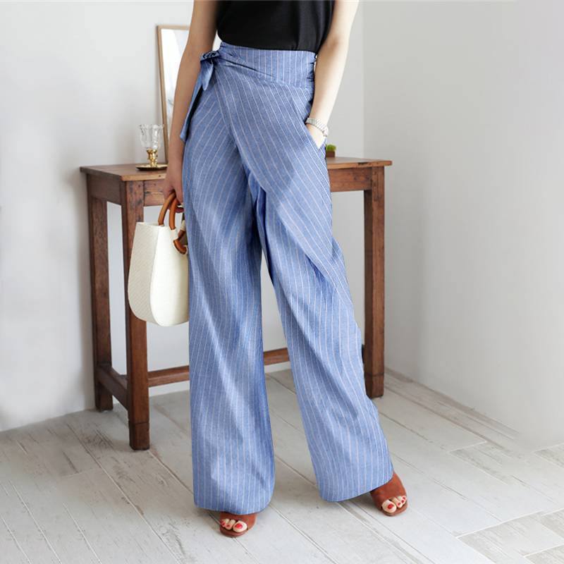 Independent Station Wish Autumn New Striped Lace-up Trousers - Balochistan LLC 