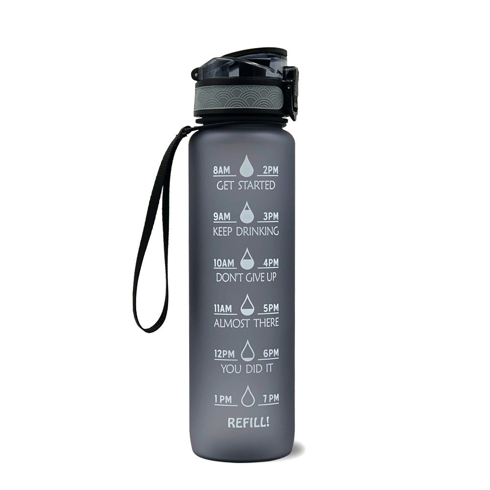 1L Tritan Water Bottle With Time Marker Bounce Cover Motivational Water Bottle Cycling Leakproof Cup For Sports Fitness Bottles - Balochistan LLC 