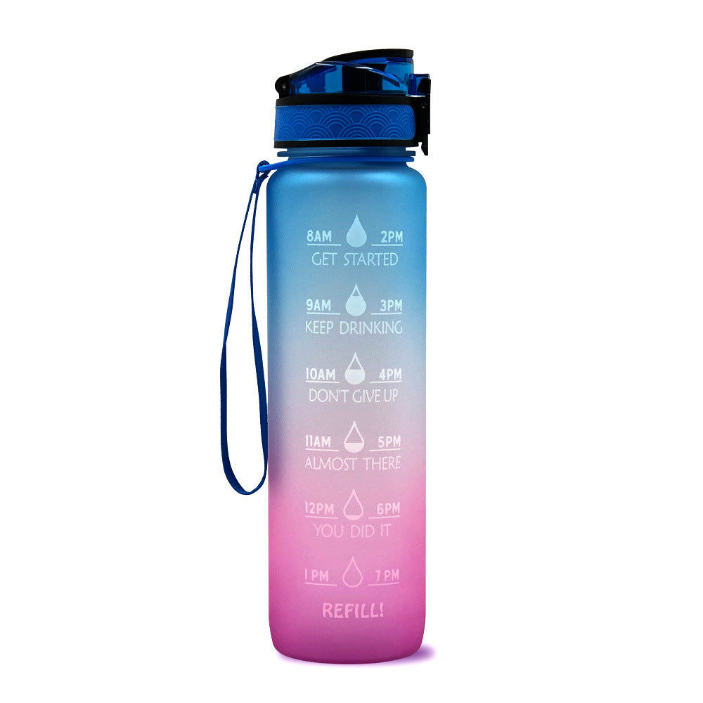 1L Tritan Water Bottle With Time Marker Bounce Cover Motivational Water Bottle Cycling Leakproof Cup For Sports Fitness Bottles - Balochistan LLC 