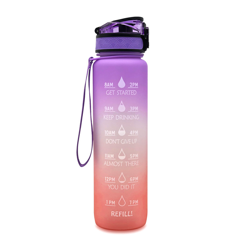 1L Tritan Water Bottle With Time Marker Bounce Cover Motivational Water Bottle Cycling Leakproof Cup For Sports Fitness Bottles - Balochistan LLC 