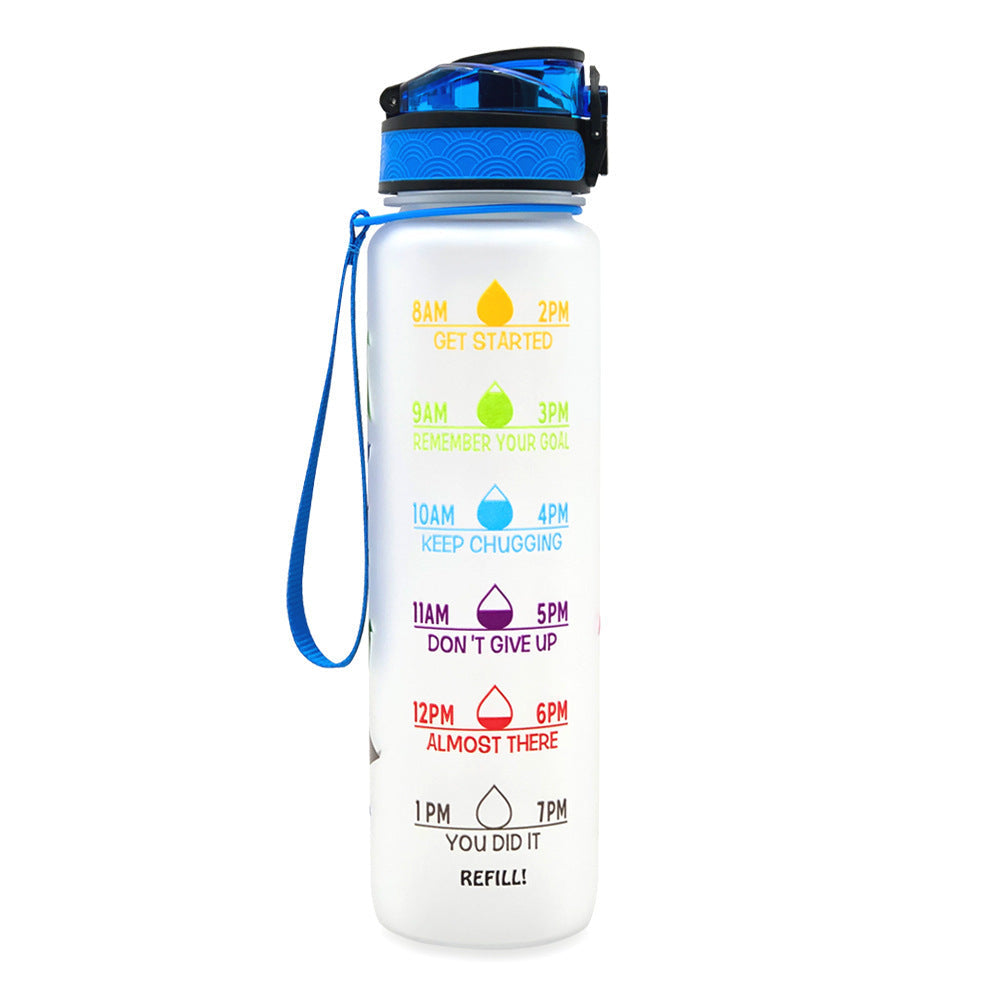 1L Tritan Water Bottle With Time Marker Bounce Cover Motivational Water Bottle Cycling Leakproof Cup For Sports Fitness Bottles - Balochistan LLC 