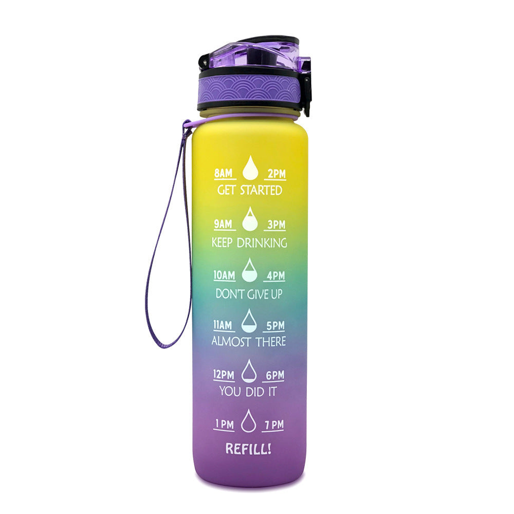 1L Tritan Water Bottle With Time Marker Bounce Cover Motivational Water Bottle Cycling Leakproof Cup For Sports Fitness Bottles - Balochistan LLC 