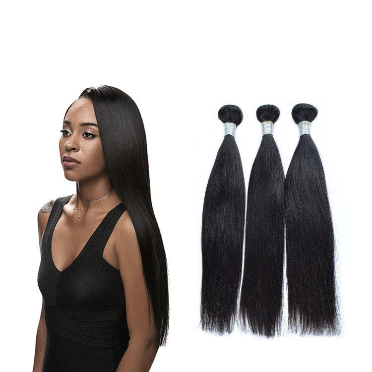 Real Hair Wigs Hair Bundles Wigs Europe And America 9A Straight Hair Curtain Straight Hair - Balochistan LLC 