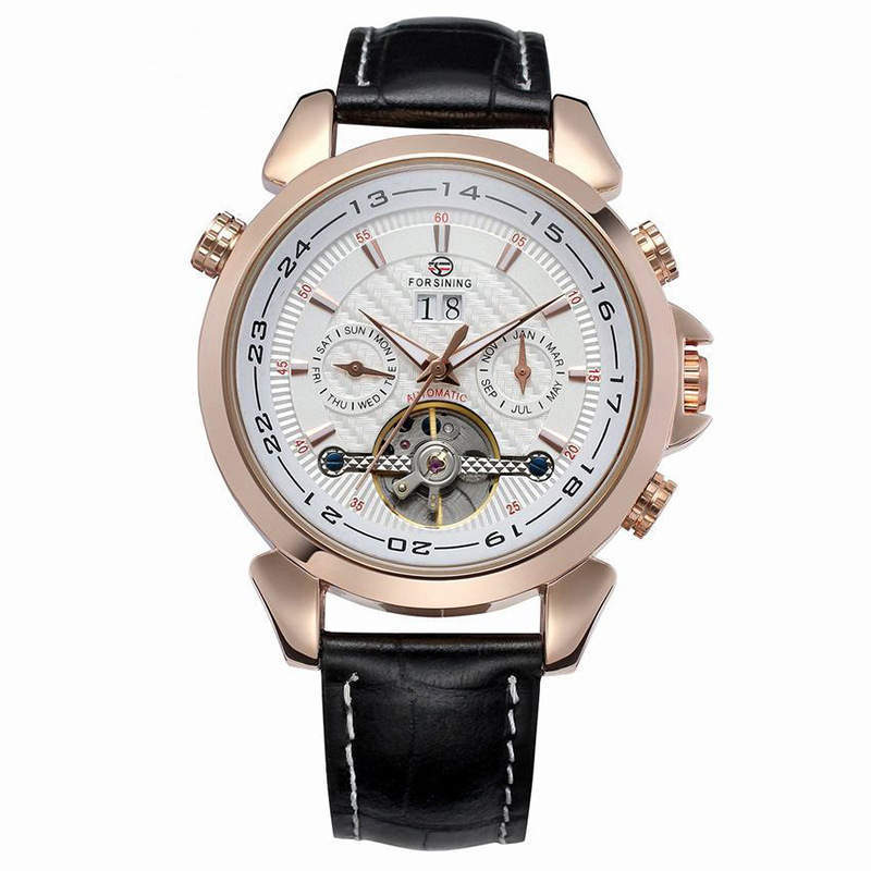 Complete Calendar watch Luxury Tourbillion Design Genuine Leather Top Brand  Automatic Mechanical Men Watches - Balochistan LLC 