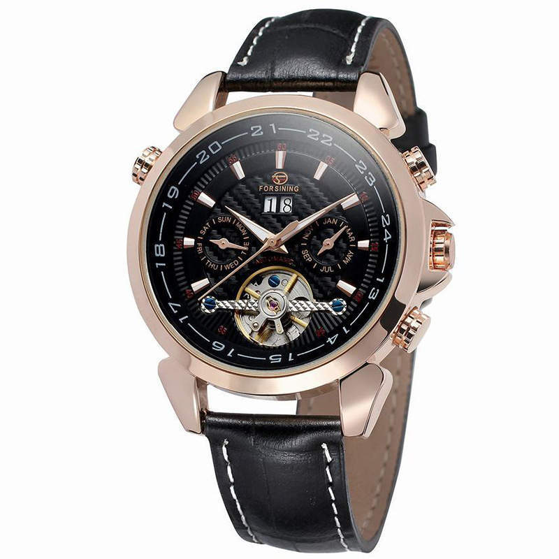 Complete Calendar watch Luxury Tourbillion Design Genuine Leather Top Brand  Automatic Mechanical Men Watches - Balochistan LLC 