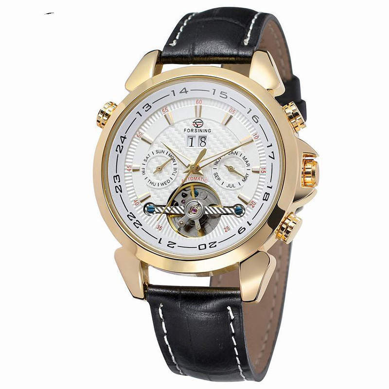 Complete Calendar watch Luxury Tourbillion Design Genuine Leather Top Brand  Automatic Mechanical Men Watches - Balochistan LLC 