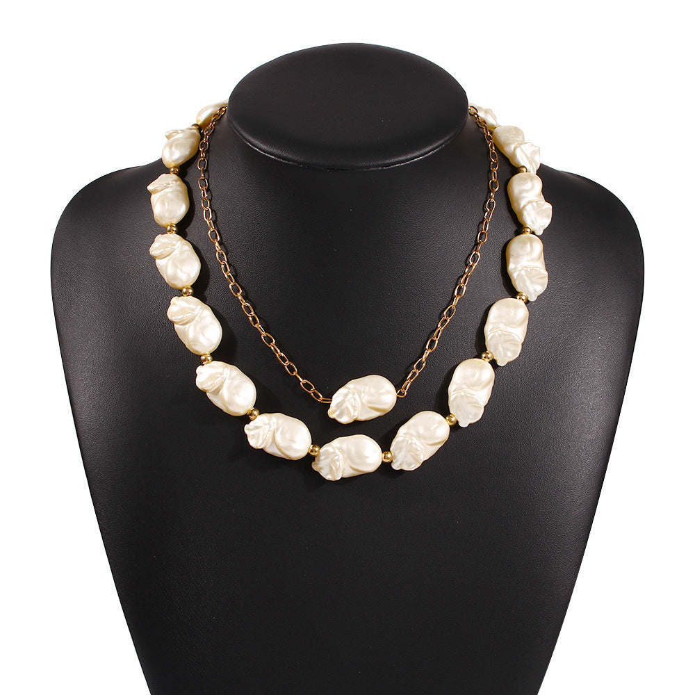 Holiday Style Irregular Pearl Necklace - Balochistan LLC  Product information： Style: Fashion OL Material: alloy + imitation pearl Type: Necklace Style: Women's Extension chain: 10cm or less Circumference: 21cm (inclusive)-50cm (inclusive) Color: golden Packing list: Ladies clavicle chain x1