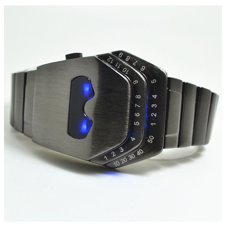 Alloy men's electronic watch - Balochistan LLC  Product Category: Watch Display Type: Number Applicable people: male Waterproof: No Movement type: Electronics Bottom type: Normal Mirror material: ordinary glass mirror Buckle style: single folding buckle Buckle material: see instructions Strap material: alloy Dial shape: diamond Case material: Alloy