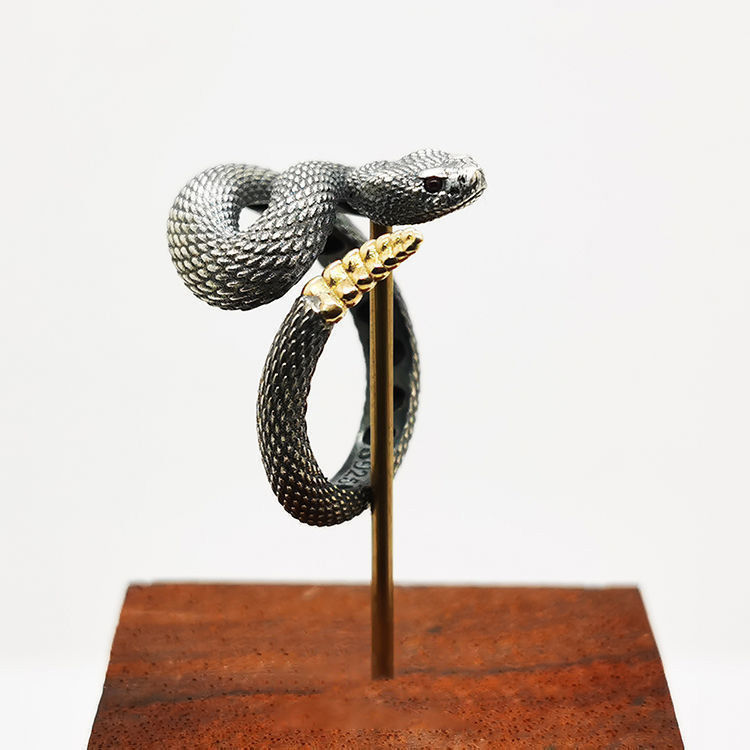 Fashion Jewelry 925 Sterling Silver Plated Rattlesnake Trendy Special-interest Design Retro Ins Niche Classic Ring - Balochistan LLC 