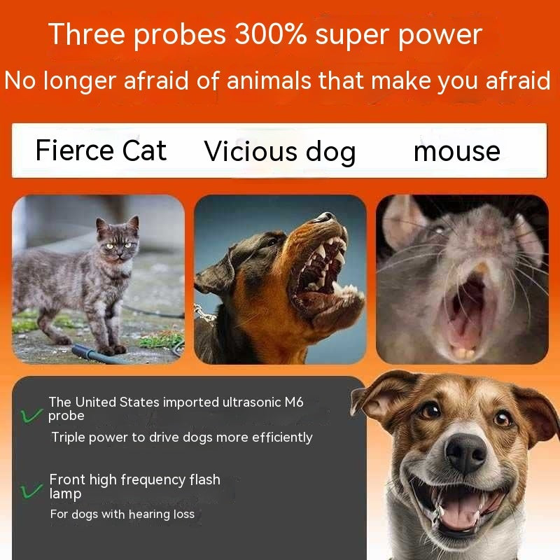 Three-head Ultrasonic Dog Repellent Artifact High-power Spray - Balochistan LLC  Product information: Specifications: XP30 dog drive-black Orange, XP30 dog drive-black, XP30 dog drive-gray, Ma1 single head Dog Drive-Black Material: Plastic Style: Modern Purpose: interference Size: 11x 5x 5cm ma111x4x4cm Charging method: USB Packing list: Dog driver * 1+instruction manual * 1+hanging rope * 1+charging cable * 1+packaging box * 1 Product Image: