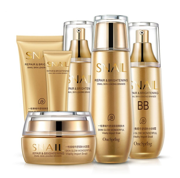 Skincare Set Cosmetic Cream - Balochistan LLC  Applicable people: General Skin Type: General Efficacy: shrink pores, lift and tighten, moisturize, exfoliate, brighten skin tone, revitalize skin, moisturize, control oil, hydrate Kit products include: facial cleanser, cream, toner, lotion, eye cream, bb cream Specifications: Cleanser 100g Moisturizing Water 130ml Lotion 100ml Cream 50g Eye Cream 20g BB cream 40g