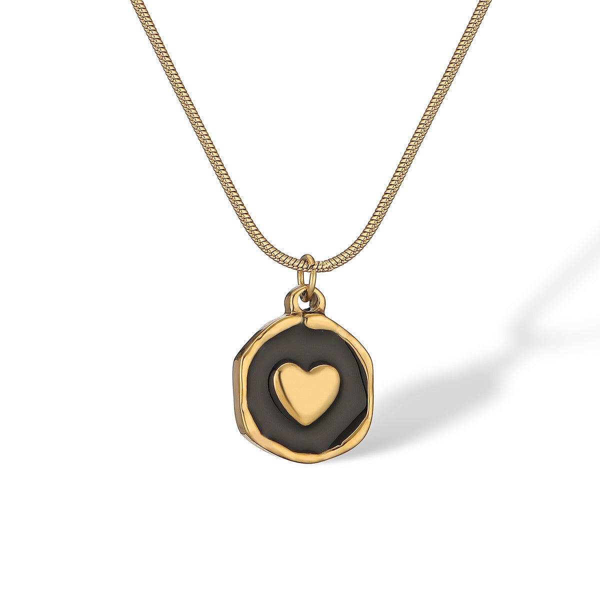 Fashion Retro Oil Dripping Heart Geometric Pendant Necklace - Balochistan LLC  Product information: Type: pendant necklace Color: 24678,24679 Material: Stainless steel Shape: Geometry Chain Length: 40 +5cm Packing list: 1*Necklace Product Image: