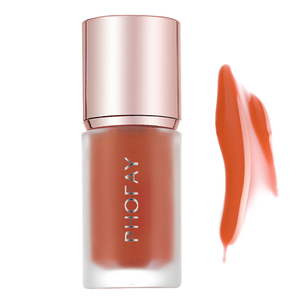 PHOFAY Mousse Liquid Blush - Balochistan LLC  Net Weight: 4.8 ML Functions: Matte, Long-lasting, Non-fading, Non-greasy SUGGESTED USAGE: Simply dip the sponge applicator into the product, dab onto the cheekbones and other sun-kissable areas and blend with fingers or a brush for a seamless, streak-free finish!