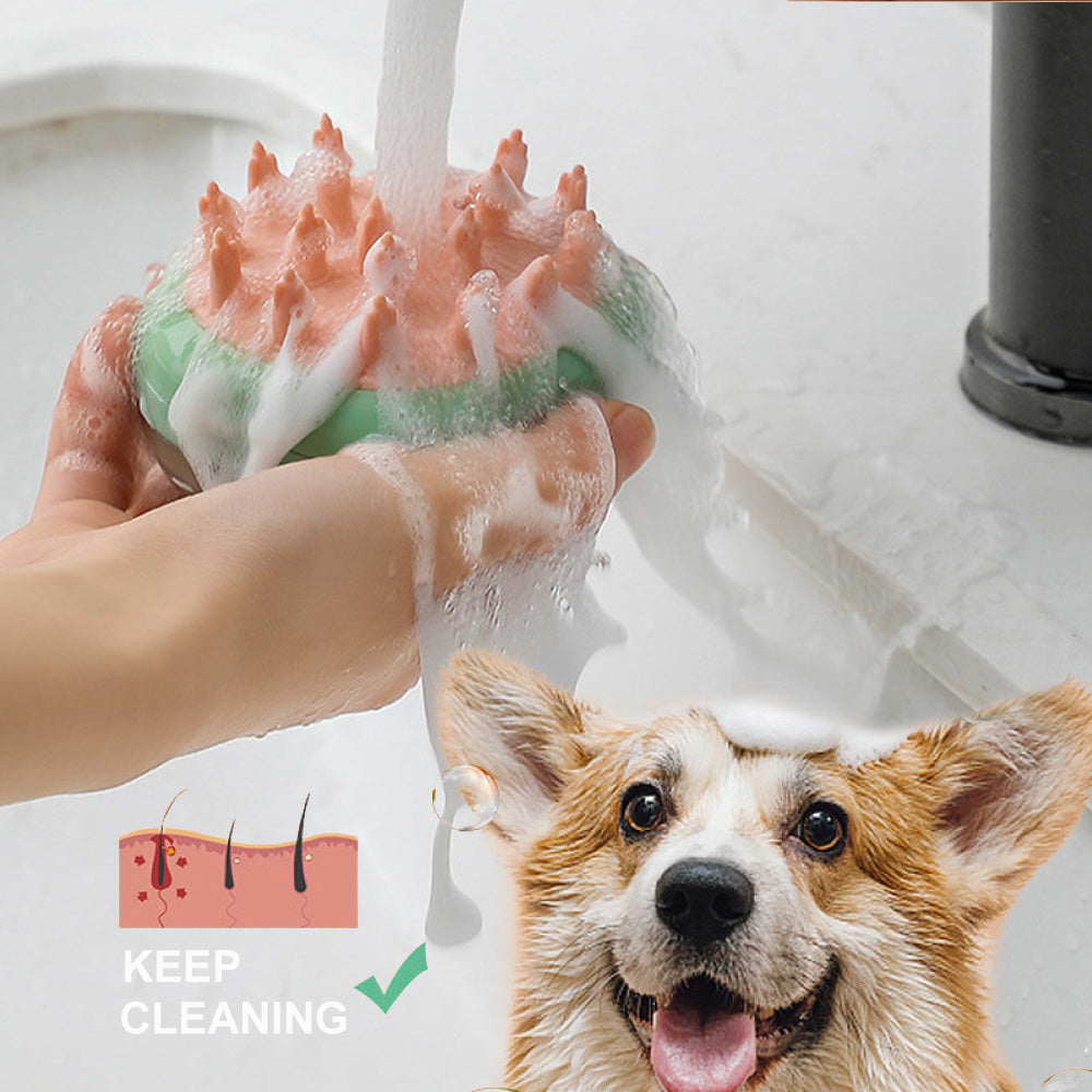 New 2 In 1 Pet Cat Dog Cleaning Bathing Massage Shampoo Soap Dispensing Grooming Brush Pets Supplies - Balochistan LLC 