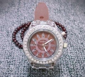 LED Luminous Watches Geneva Women Quartz Watch Women Ladies Silicone Bracelet Watches - Balochistan LLC 