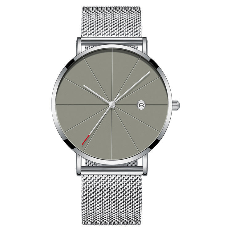 Simple calendar watch male creative waterproof quartz watch - Balochistan LLC  Case material: stainless steel Mirror: mineral tempered glass Case diameter: 40 mm Strap width: 20 mm Waterproof: 30 meters waterproof Thickness: 9 mm