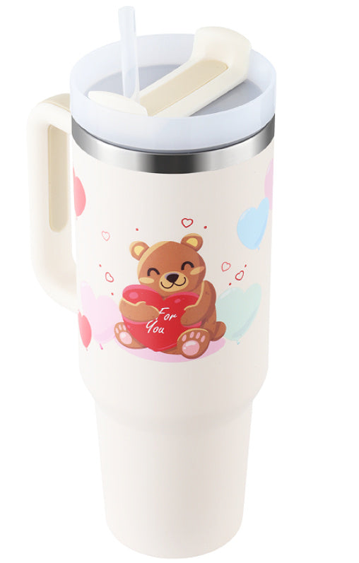 40 Oz Tumbler With Handle Straw Insulated, Stainless Steel Spill Proof Vacuum Coffee Cup Tumbler With Lid Tapered Mug Gifts For Valentine Lover Suitable For Car Gym Office Travel - Balochistan LLC 