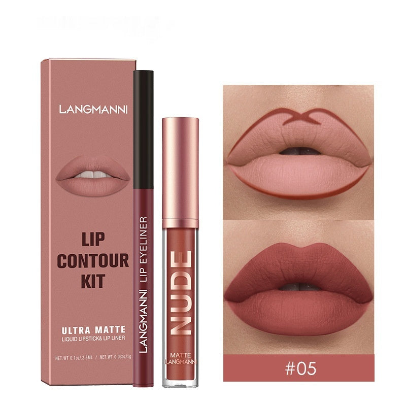 Lip Liner Combination Suit No Stain On Cup Matte Lip Gloss Suit - Balochistan LLC  Product information: Efficacy: Natural Color: 01,02,03,04,05,06,07,08,09,10,11,12 Specifications: Standard specifications Applicable skin type: Universal Packing list: Lipstick+lipliner x1 Product Image: