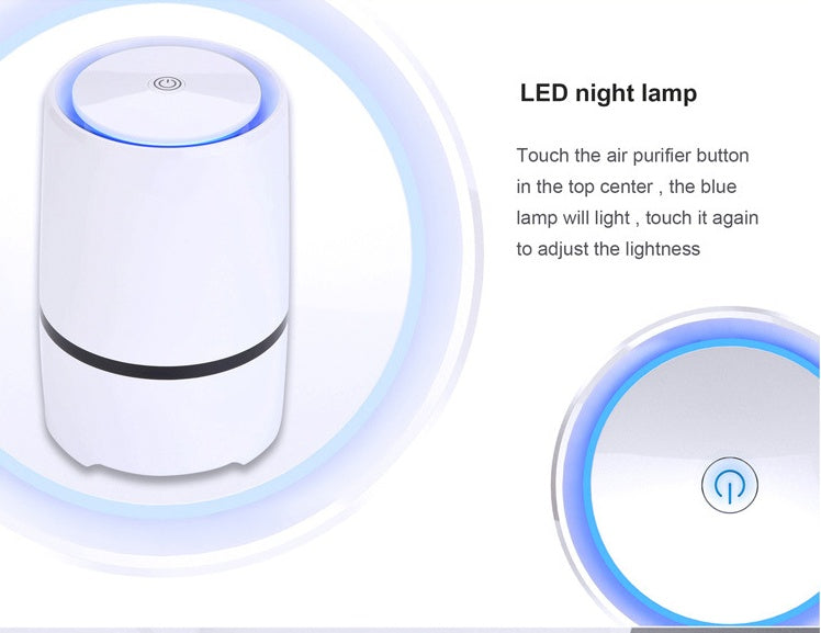 USB desktop desktop air freshener - Balochistan LLC  Technical Parameters: Working voltage: USB DC5V Ozone concentration: none Anion concentration: 5 million Power: 2W USB cable length: 1.5m Applicable space: <15 square meters Product color: white Product size: Φ125 * H194mm Product net weight: 0.55kg Packing box size: 150 × 150 × 235mm