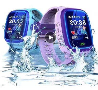 DF25 Children Waterproof Smart Watches Touch Screen Call for Rescue Remote Monitoring and Location Children's Telephone Watches - Balochistan LLC  Material: Silicone Tape Touch screen: Yes Battery capacity: 420 Mah Screen size: 1.22 inches Appearance size: 33*50*10mm Fuselage memory: 32M Camera: No Camera Wearing style: Wristband Colour: Blue, Purple