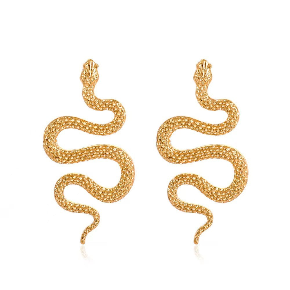 Exaggerated Three-dimensional Snake Earrings Fashion Punk - Balochistan LLC  Product information: Treatment Process: Electroplating Color: gold, black, silver Applicable people: Unisex Material: Metal Modeling: animal/Zodiac Popular elements: Snake Packing list: Earrings * 1 pair Product Image: