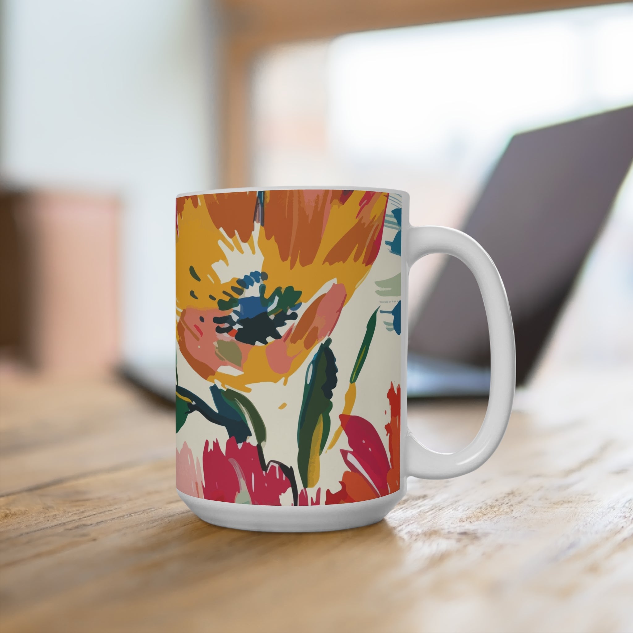 Mug 15oz - Balochistan LLC  15oz Height, in 4.72 Diameter, in 3.39 Diameter (with handle), in 4.92 There's never too much coffee! A big size (15oz) white, durable ceramic mug. High quality sublimation printing makes it an appreciated gift to every true coffee or tea lover, who always asks for a refill. .: Material: 100% white ceramic.: 15oz (0.44 l).: Rounded corners.: C-handle.: Lead and BPA-free Image by [Kokuloku Studio / Shutterstock]