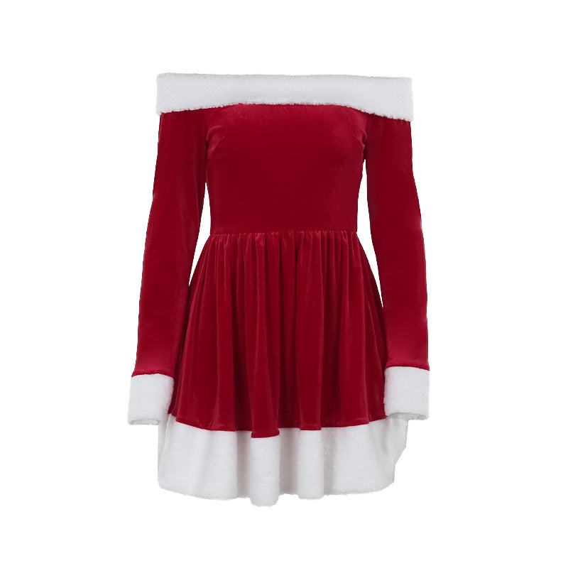 Christmas Off-shoulder A- Line Dress Women