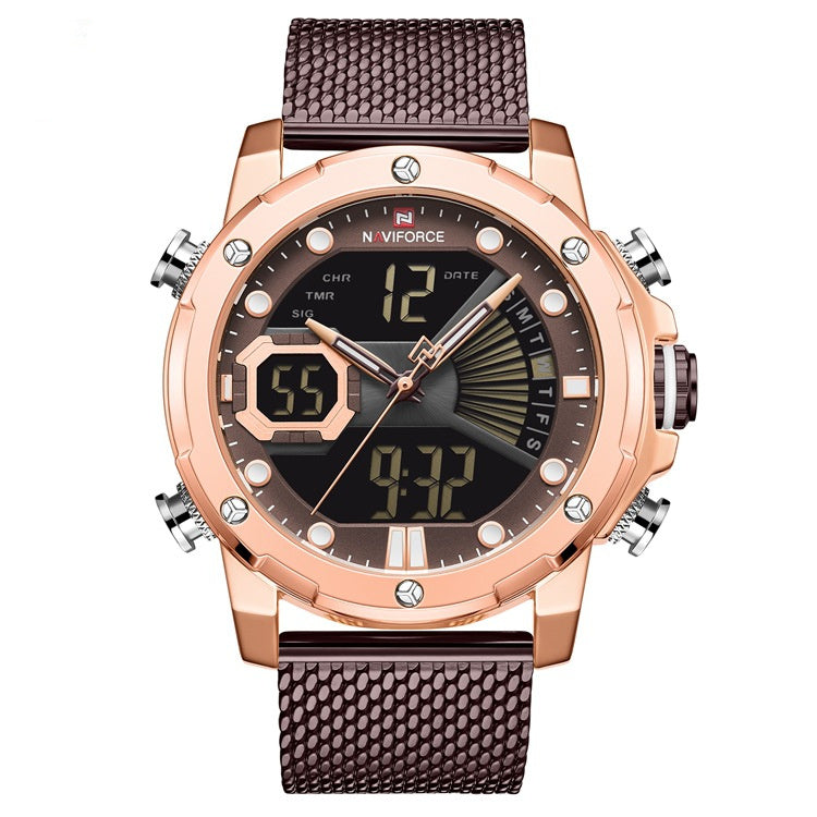 Sports watch men - Balochistan LLC  Case material: high-quality alloy case Strap material: high-quality stainless steel strap Display type: pointer, number