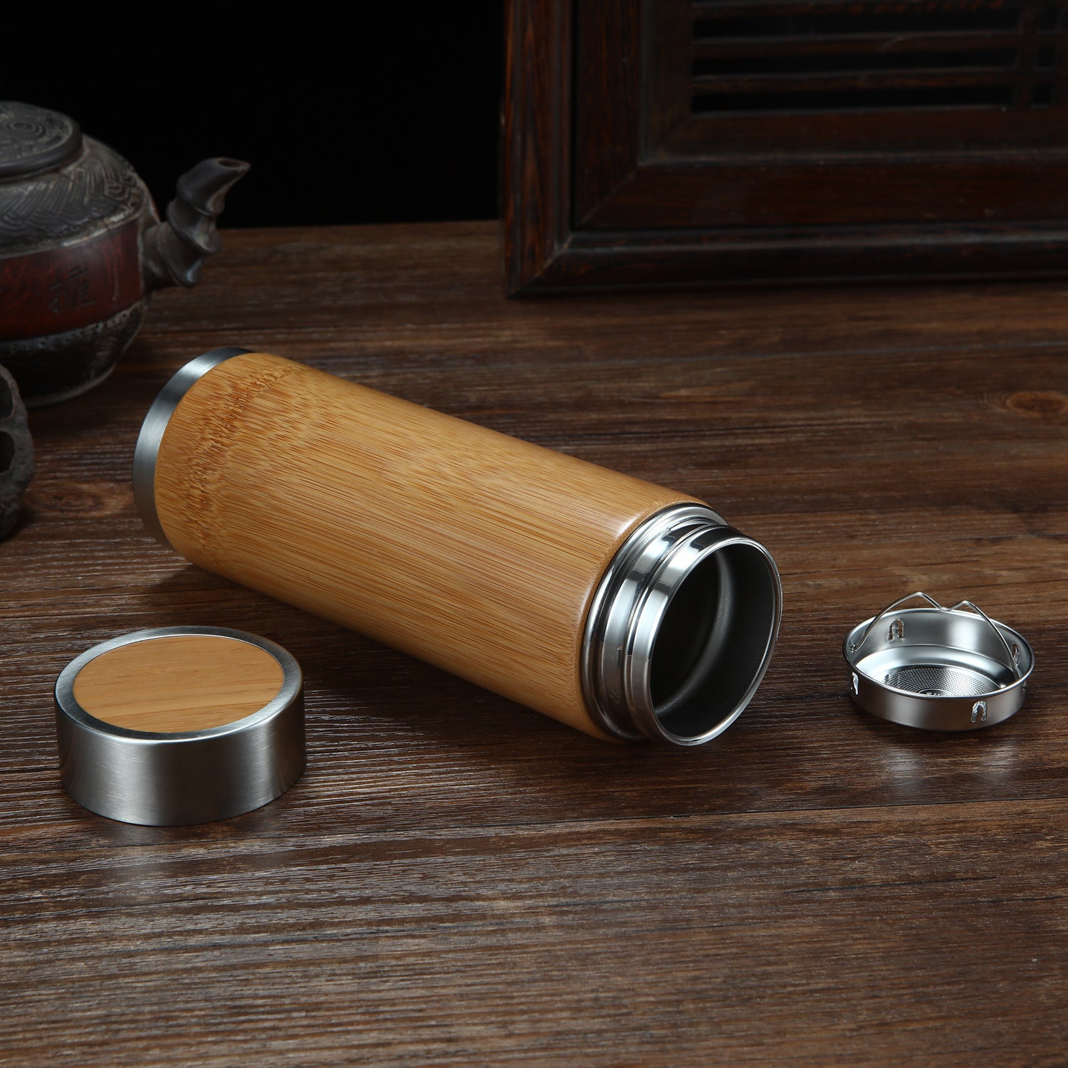 Bamboo Bamboo Hot Water Cup - Balochistan LLC  Color: wood color Material: Bamboo + Stainless Steel Accessories: None Style: outdoor Type: coffee cup Maximum capacity: 400ml