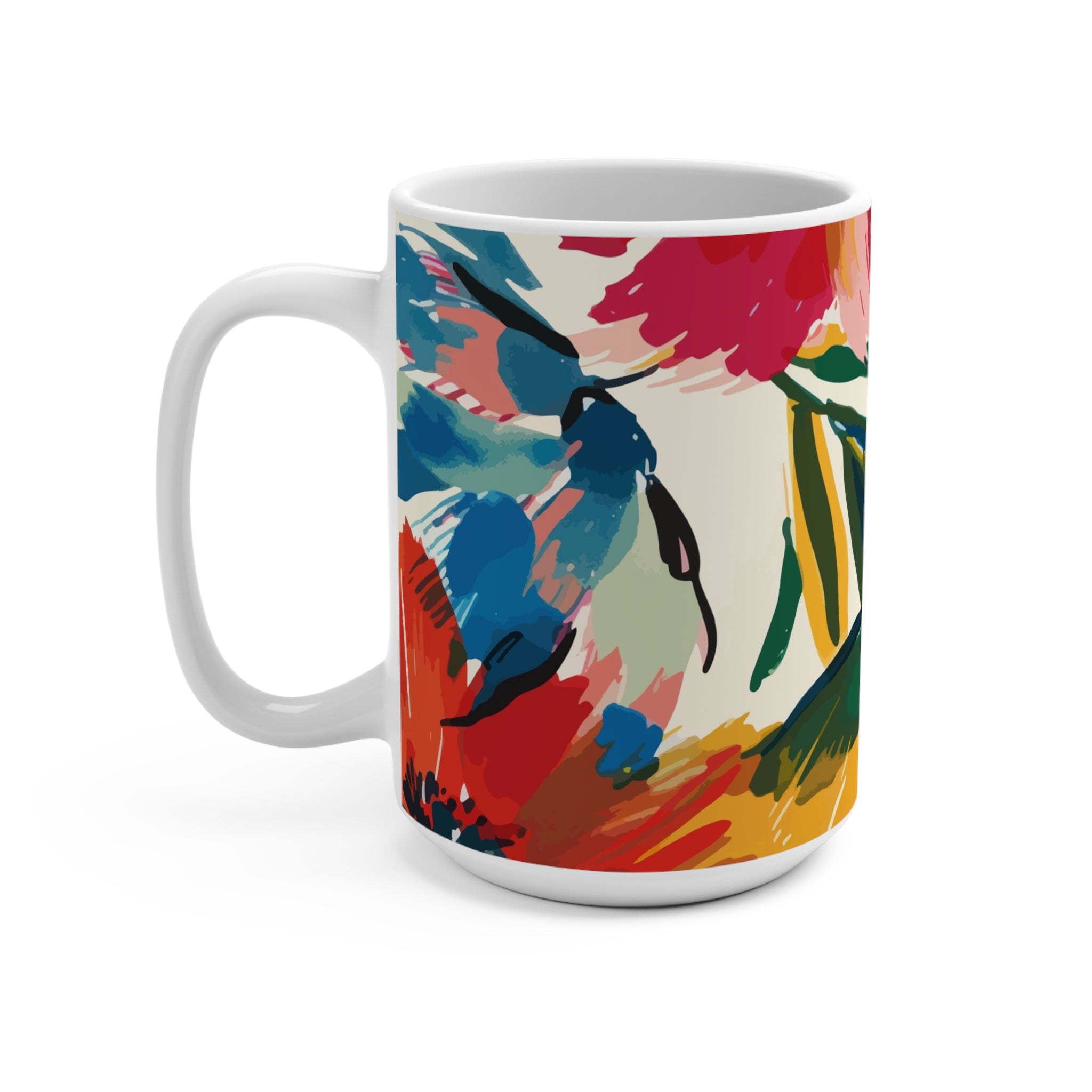 Mug 15oz - Balochistan LLC  15oz Height, in 4.72 Diameter, in 3.39 Diameter (with handle), in 4.92 There's never too much coffee! A big size (15oz) white, durable ceramic mug. High quality sublimation printing makes it an appreciated gift to every true coffee or tea lover, who always asks for a refill. .: Material: 100% white ceramic.: 15oz (0.44 l).: Rounded corners.: C-handle.: Lead and BPA-free Image by [Kokuloku Studio / Shutterstock]